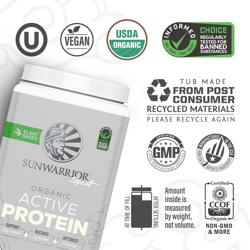 Sunwarrior Organic Plant Based Protein Powder  Vegan Organic Protein Powder with BCAA Amino Acids Plus Recovery Minerals  Botanicals  NonGMO Soy Dairy  Gluten Free Cake Batter 20 Servings - Image 3