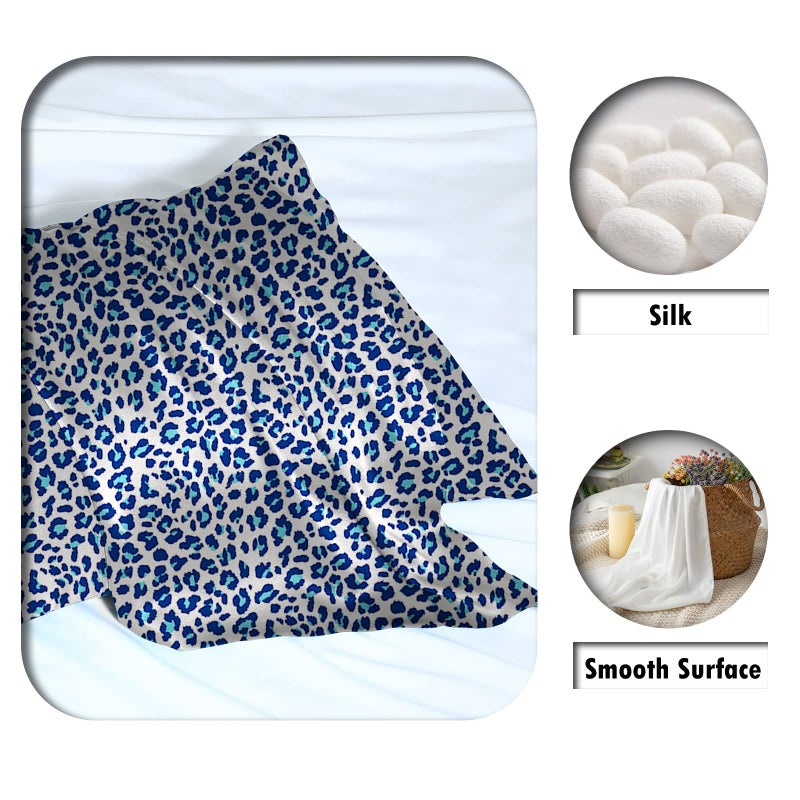 Suatien Mulberry Silk Pillowcase for Hair and Skin Standard Size Leopard Print Pillow Cases with Zipper Soft Breathable Smooth Cooling Covers for Sleeping (Blue Leopard, 20"X 26",1Pcs) - Image 2