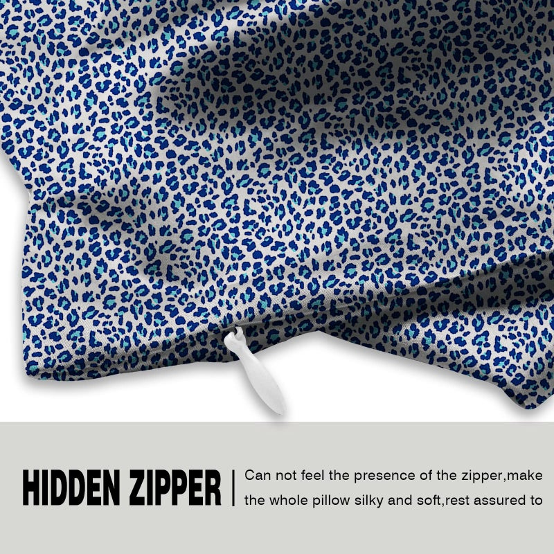 Suatien Mulberry Silk Pillowcase for Hair and Skin Standard Size Leopard Print Pillow Cases with Zipper Soft Breathable Smooth Cooling Covers for Sleeping (Blue Leopard, 20"X 26",1Pcs) - Image 3