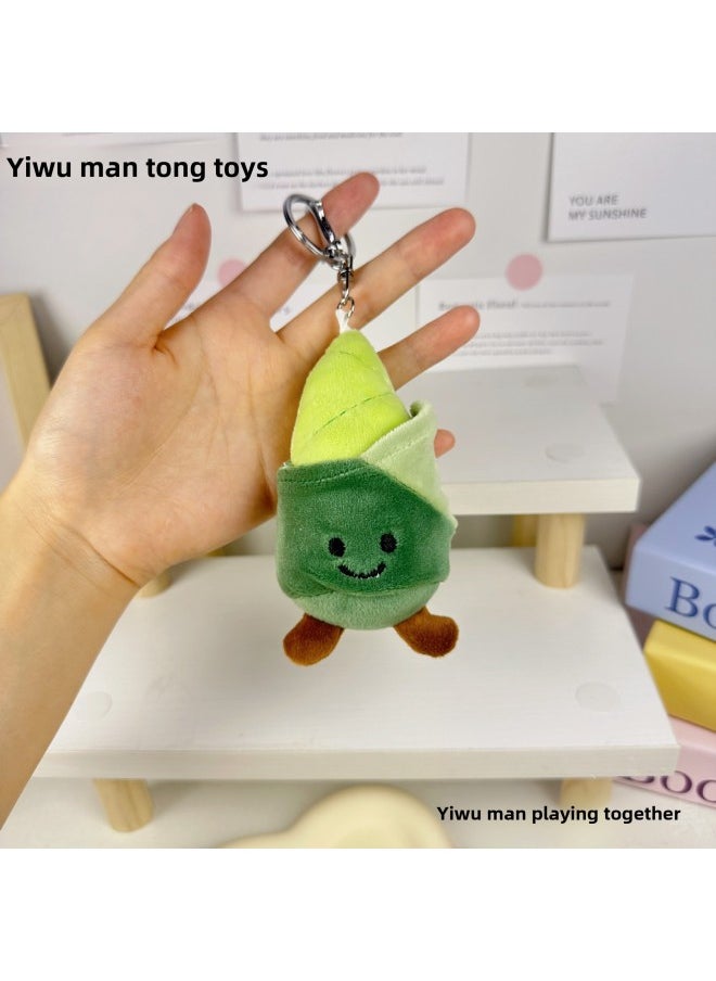 Abstract Vegetables Garlic Broccoli Pendant Plush Doll Cute Doll Corn Bamboo Shoots Keychain Bag Pendant-Color:Corn-bead Chain Style-Height:10cm  - Image 5