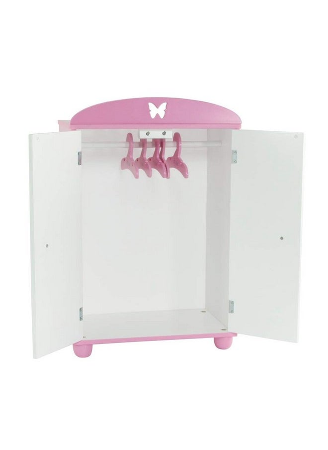 Emily Rose 18 Inch Doll Wooden Furniture - Clothes & Accessories Storage Closet Armoire | 18" Doll Clothing Pink Wardrobe, Includes 5 Wooden Hangers | Compatible With 18-In American Girl Doll Clothes  - Image 4
