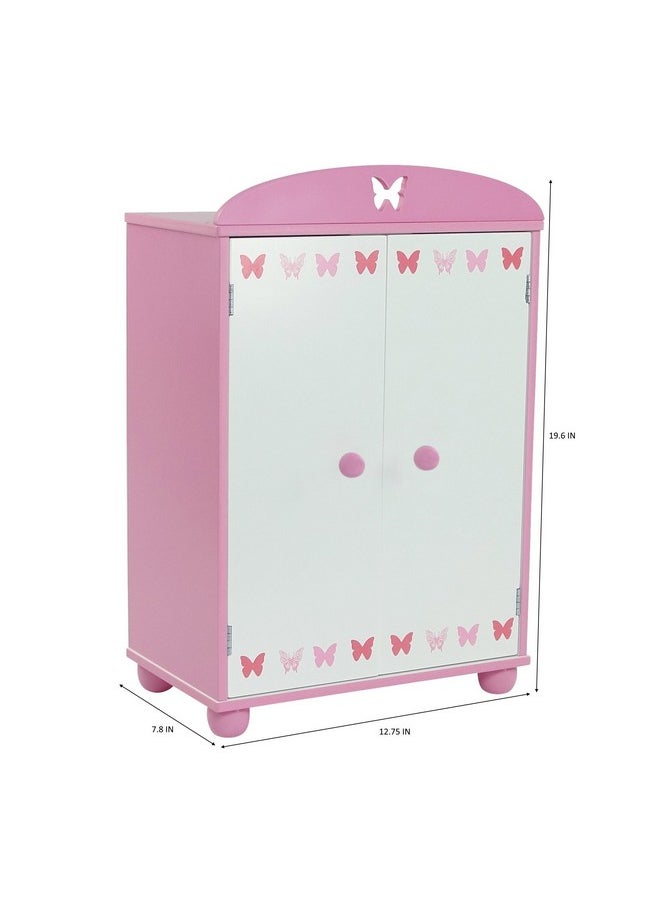 Emily Rose 18 Inch Doll Wooden Furniture - Clothes & Accessories Storage Closet Armoire | 18" Doll Clothing Pink Wardrobe, Includes 5 Wooden Hangers | Compatible With 18-In American Girl Doll Clothes  - Image 5