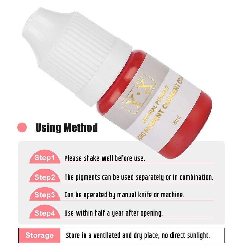 klarako Tattoo Ink, Plant Extract Body Tattoo Ink, Micro-Blade Art Paint for Eyebrows, Lips, Eyeliner, Long-Lasting for Tattoo Inks Tattoo-Inks & Easy Coloring(Red) Red - Image 5