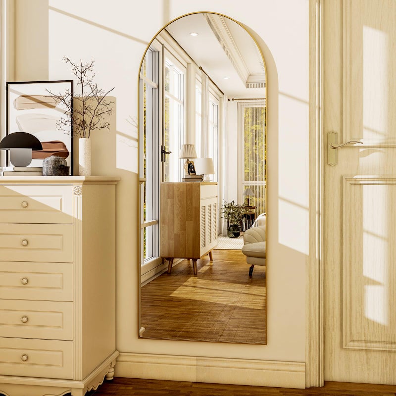 HARRITPURE 56"x21"Full Length Mirror Arch Floor Mirrors with Aluminum Alloy Frame Free-Standing Wall Mounted or Leaning Large Bedroom Dressing Mirror Modern & Contemporary Decor for Home,Gold - Image 2