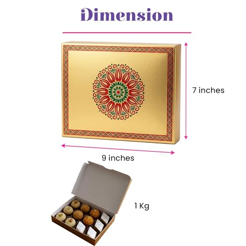 LOVENSPIRE Mandala Sweet Boxes for Indian Sweets – Empty Mithai Box for Ladoo, Candy, Cookies – Wedding, Pooja, Return Gift Packaging 1KG Box 10Pcs - Image 4