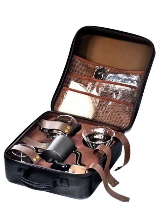 Set of Travel Coffee Gift Set with Goose Neck Kettle Digital Scale Double Walled Glass Mug Glass Server Manual Grinder Glass Dipper 100 pcs Paper Filter and Scope for Drip Coffee TS-05 - Image 5