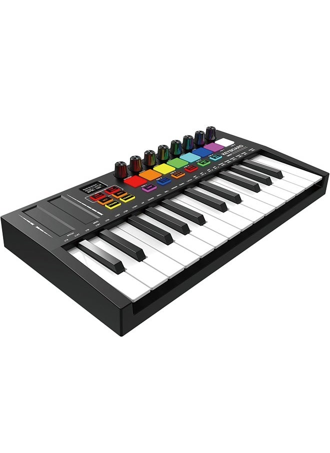 KONIX - MIDI Keyboard Controller 25 Key USB MIDI Keyboard with 8 Backlit Drum Pads, 8 Knobs, OLED Display, Portable MIDI Keyboard Controller for Music Production - Image 1