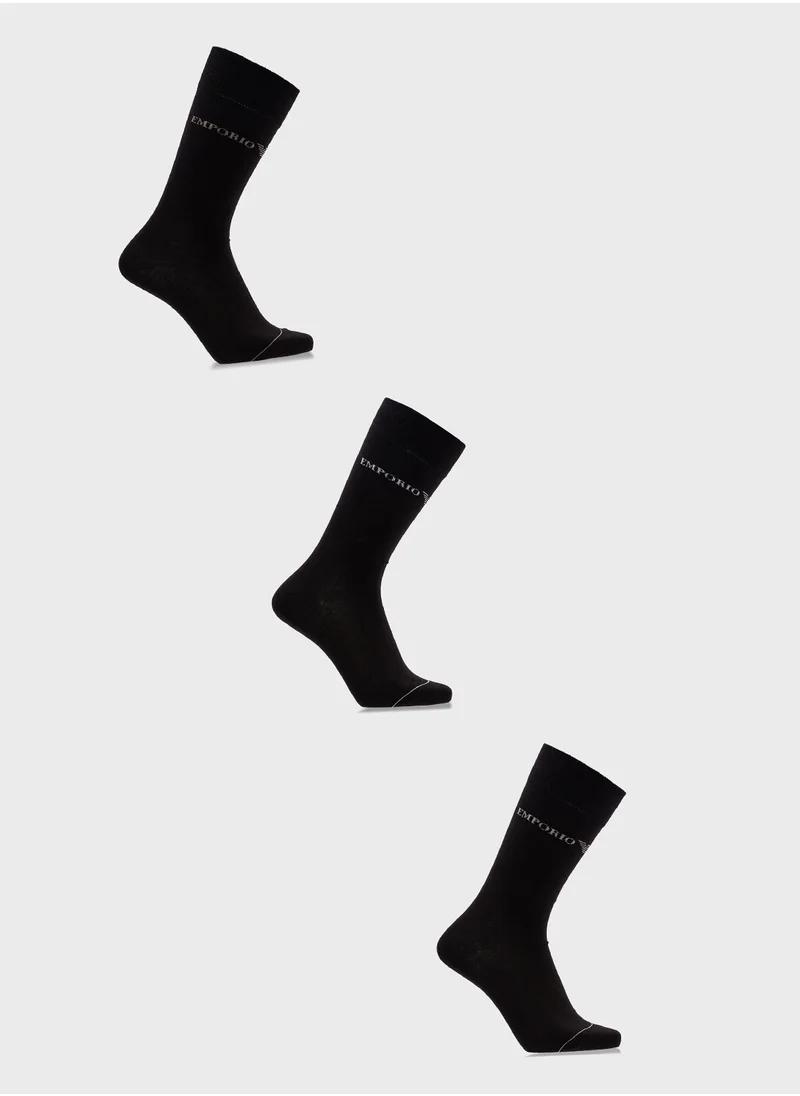 EMPORIO ARMANI 3 Pack Logo Crew Socks