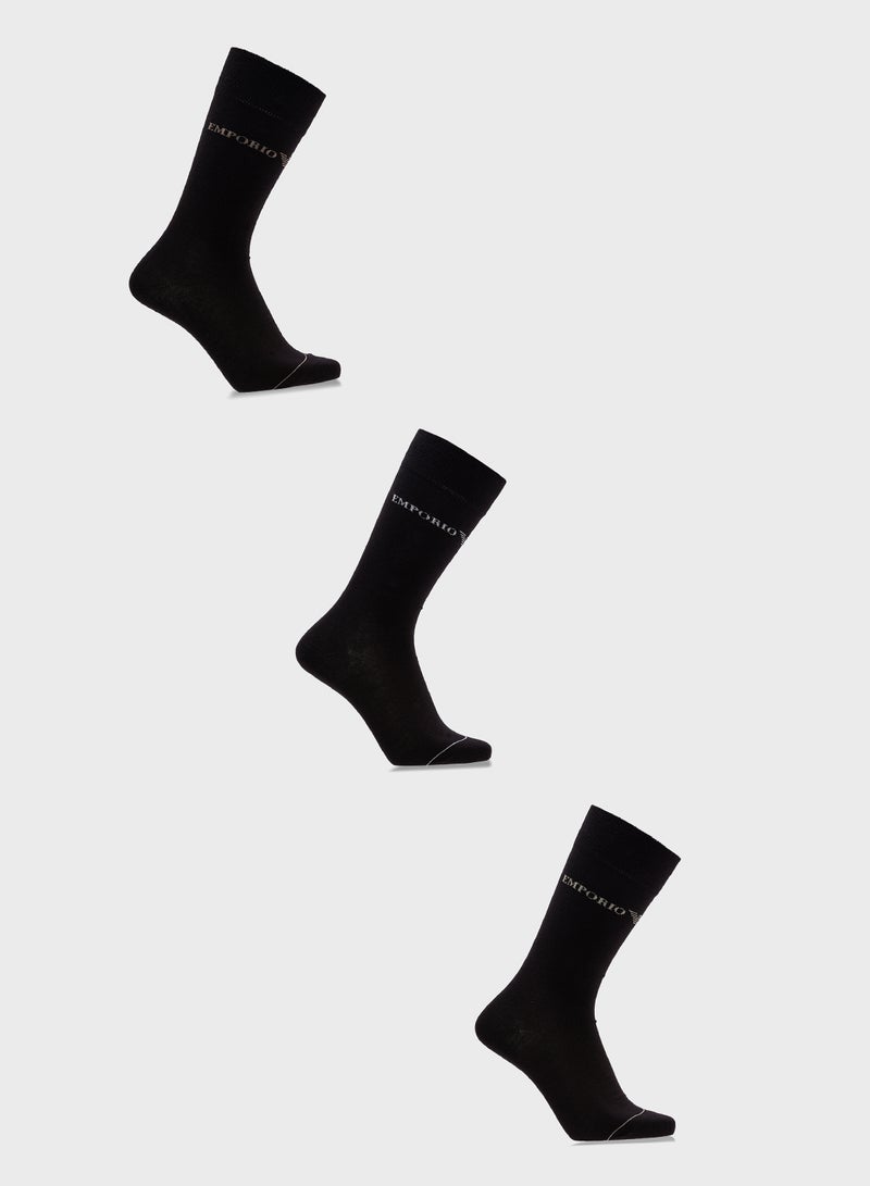 EMPORIO ARMANI 3 Pack Logo Crew Socks  - Image 1