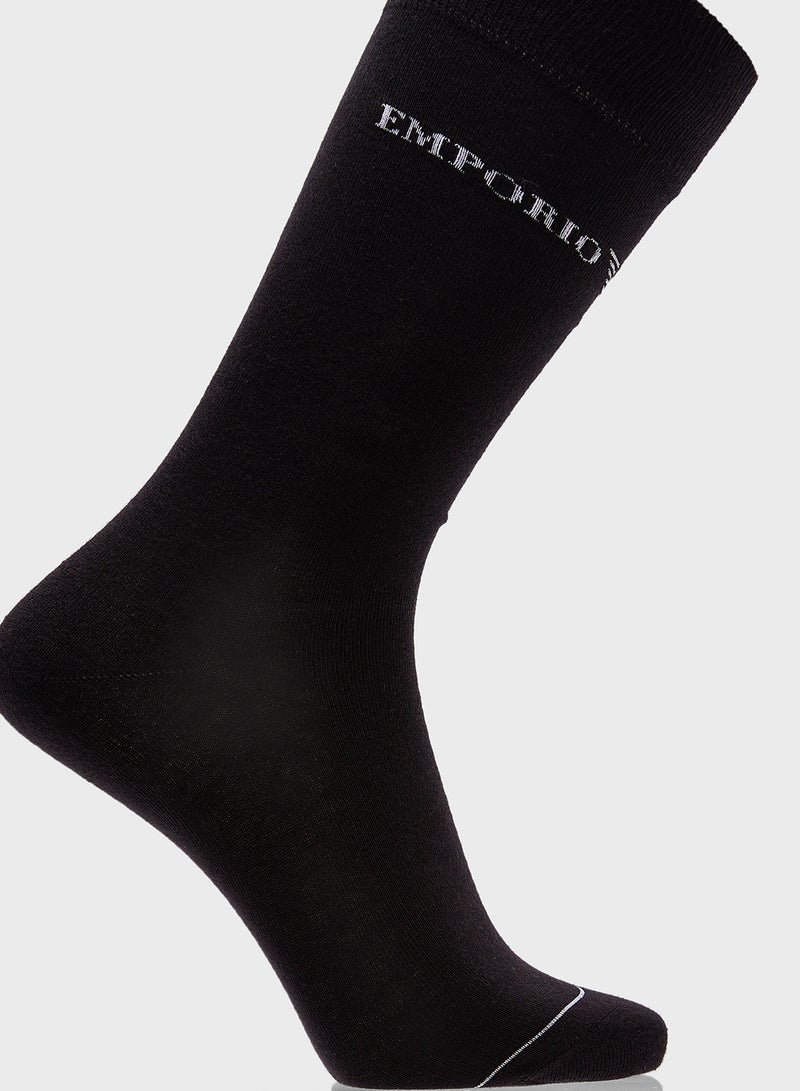 EMPORIO ARMANI 3 Pack Logo Crew Socks  - Image 5