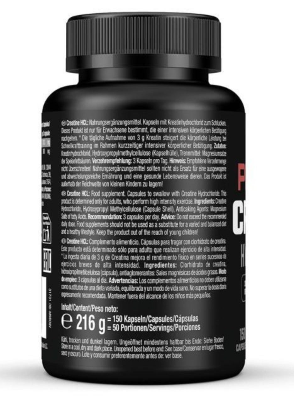Creatine Hcl Performance Enhancement For High Intensity Workout, 3.000Mg Creatine Per Servings - 150 Capsules