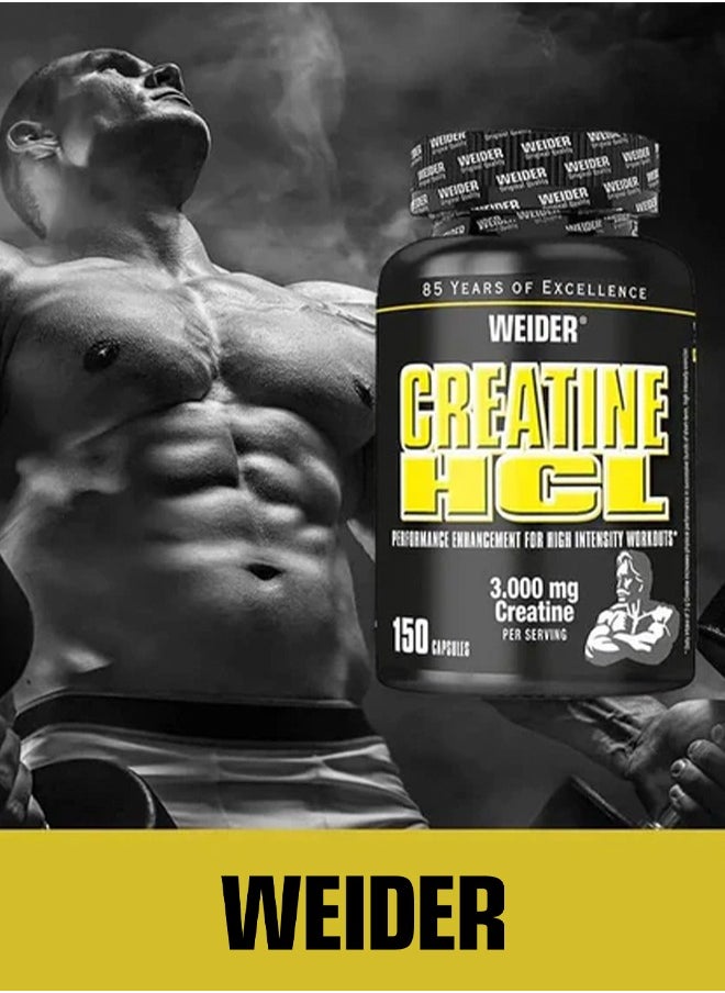 Weider - Creatine HCL Performance Enhancement For High Intensity Workout, 3.000mg Creatine Per servings - 150 Capsules - Image 1