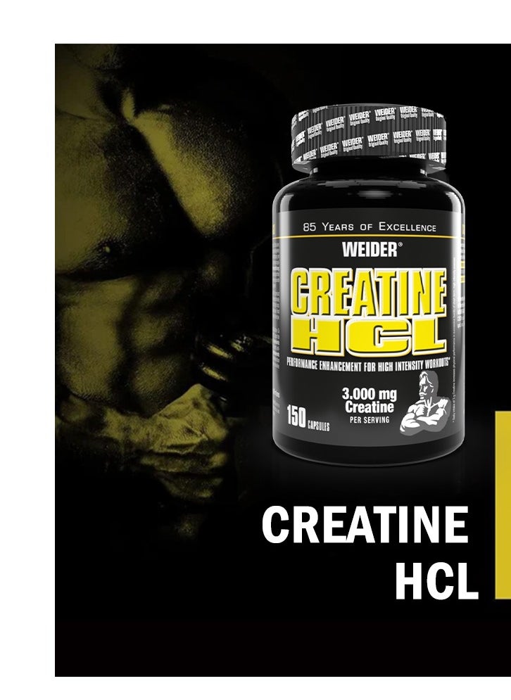 Weider - Creatine HCL Performance Enhancement For High Intensity Workout, 3.000mg Creatine Per servings - 150 Capsules - Image 1