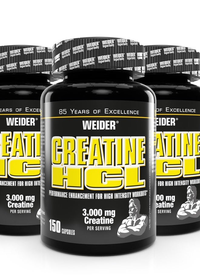 Weider - Creatine HCL Performance Enhancement For High Intensity Workout, 3.000mg Creatine Per servings - 150 Capsules - Image 1