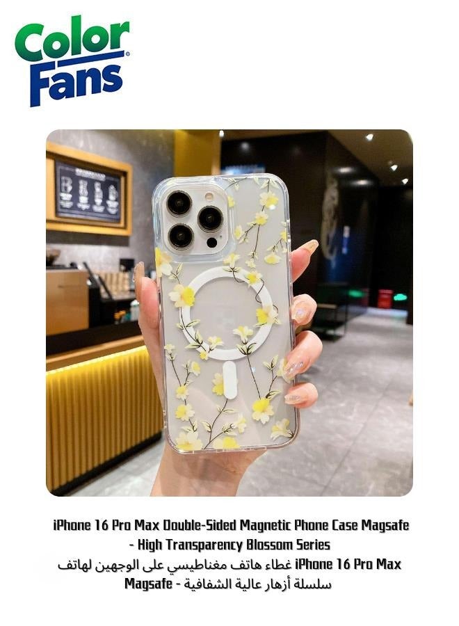كولور فانس غطاء هاتف مغناطيسي على الوجهين لهاتف iPhone 16 Pro Max Magsafe - سلسلة أزهار عالية الشفافية