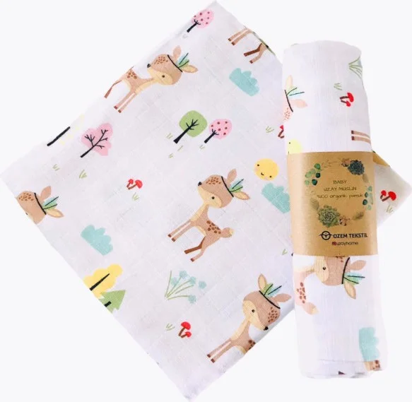 juniperus Deer 110 x 110 cm Multi-Purpose Muslin Blanket
