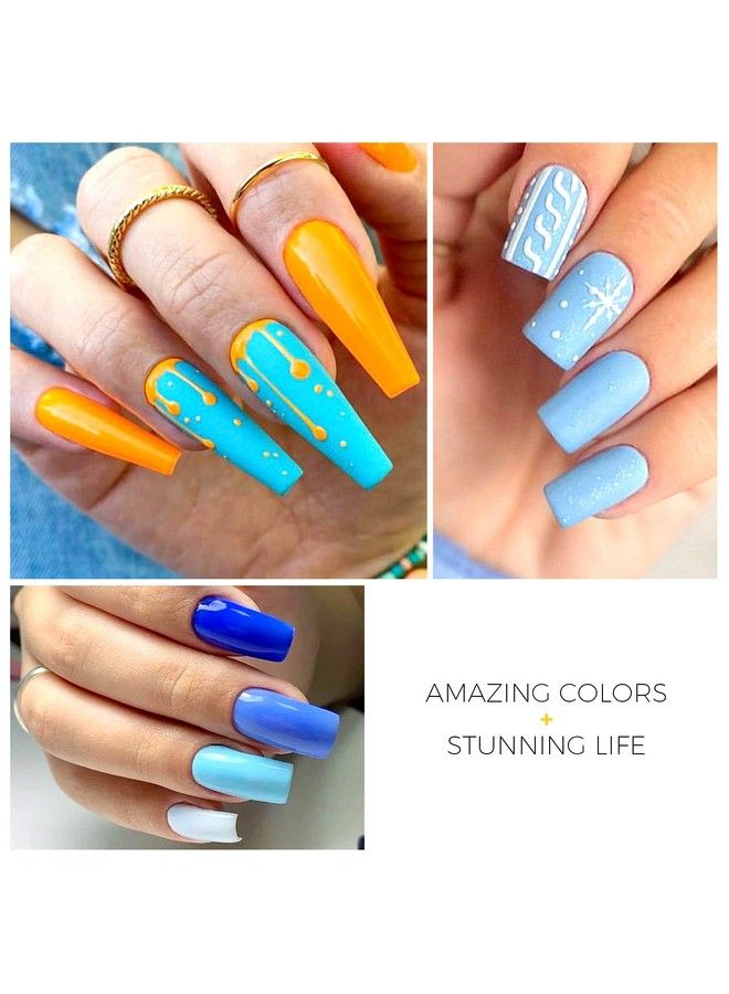BURANO طقم جل تمديد الأظافر بولي 6 أنابيب ألوان زرقاء طقم جل بولي لبناء الأظافر للمبتدئين مجموعة طقم جل الأظافر DIY منزلي تصميم الأظافر - Image 3