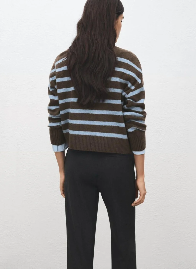 MANGO Oversized striped turtleneck sweater
