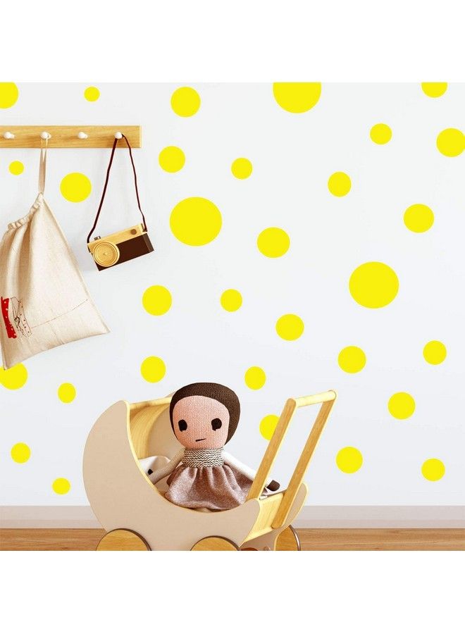 JURUOXIN Polka Dot Wall Decals Girls Room Wall Decor Stickers Wall Dots Vinyl Circle Peel & Stick Diy Bedroom Playroom Kids Room Baby Nursery Toddler To Teen Bedroom Deco Pack Of 84 (Yellow) - Image 1