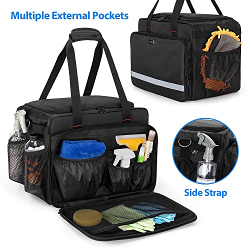 samdew Large Detailing Bag, Detail Organizer for Auto Detailing Supplies Storage, Car Cleaning Caddy for Vehicle Wash Tools, Car Care Box for Detailing Bottles, Towel, Buffer and More, Bag Only - Image 3