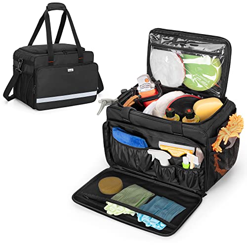 samdew Large Detailing Bag, Detail Organizer for Auto Detailing Supplies Storage, Car Cleaning Caddy for Vehicle Wash Tools, Car Care Box for Detailing Bottles, Towel, Buffer and More, Bag Only - Image 1