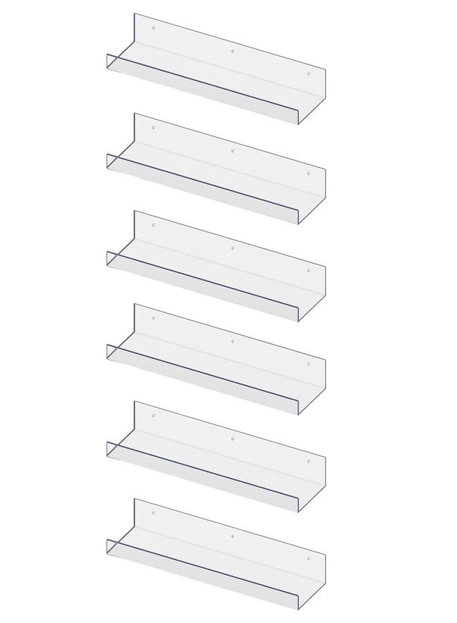 RLAVBL 6 Pack Acrylic Shelves, 15" Floating Wall Shelves for Bedroom, Living Room, Bathroom, Kitchen Storage - Image 1