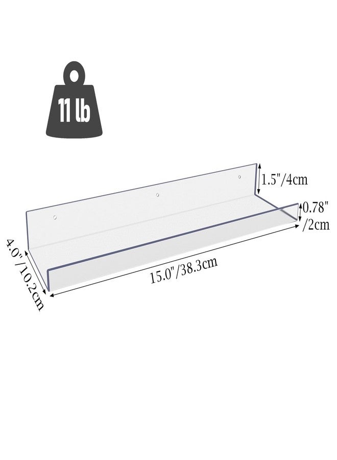 RLAVBL 6 Pack Acrylic Shelves, 15" Floating Wall Shelves for Bedroom, Living Room, Bathroom, Kitchen Storage - Image 2