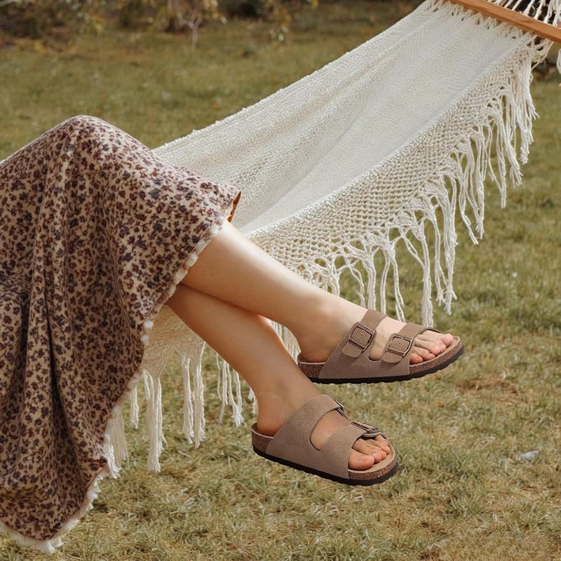 KIDMI Unisex Summer Sandals Arch Support Cork Footbed Slide Sandals with Double Adjustable Buckle for Women Men - Image 3