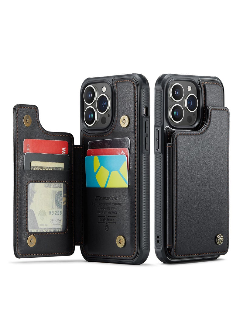 Black Wallet Phone Case for iPhone 16 Case with Card Holder, Leather Phone Cases for iPhone 16 Wallet Case, Phone Wallet Case for iPhone 16 Cases with Stand  - Image 1
