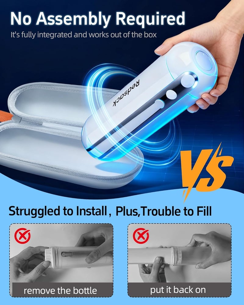 Redsack Electric Portable Bidet for Travel, Rechargeable USB-C Handheld High Pressure Sprayer, Camping 6.8oz Smart Foldable Water Storage, 2000mAh Battery Long Life, Personal Cleaner for Men & Women (White) - Image 4