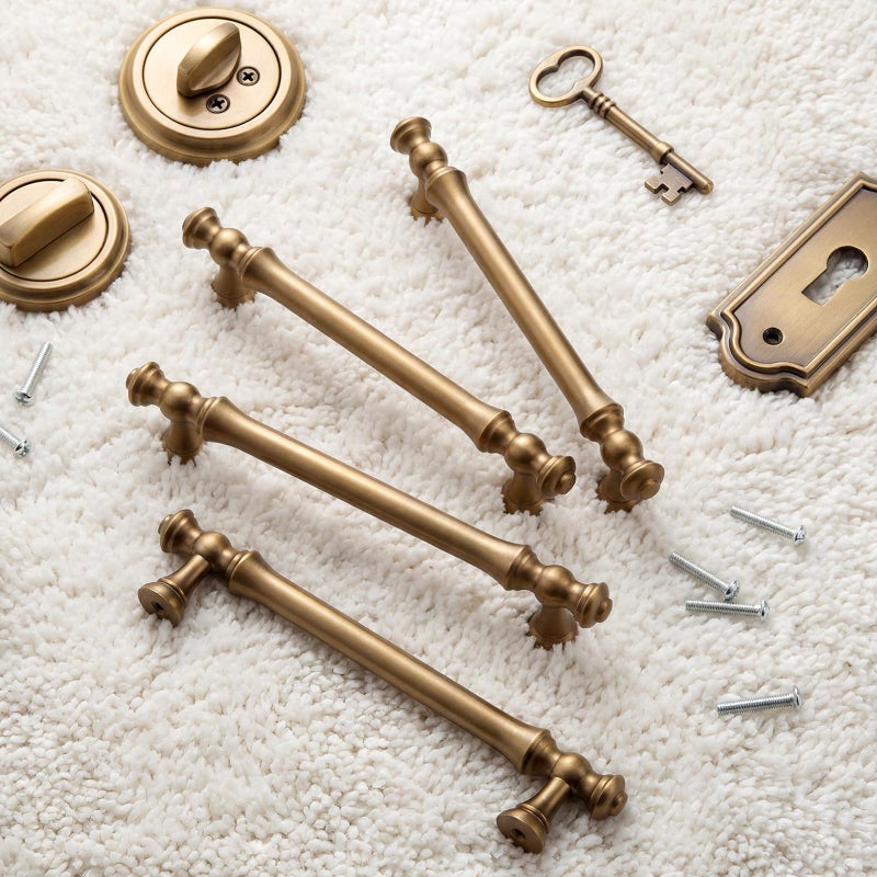 Shimeyao 10 Pack Champagne Gold Cabinet Pulls 5"(128 mm) Hole Center Vintage Cabinet Pulls Handles Drawer Handles Closet for Kitchen Bathroom Drawer Dresser Pull Hardware Hole Center - Image 3