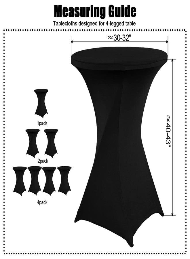 SUNTQ Cocktail Table Covers 32x43, Black Spandex Fitted Cocktail Tablecloth, Stretch Round Highboy Table Cloth for Parties, Birthday, Outdoor Events, Banquet, Tradeshows - Image 3