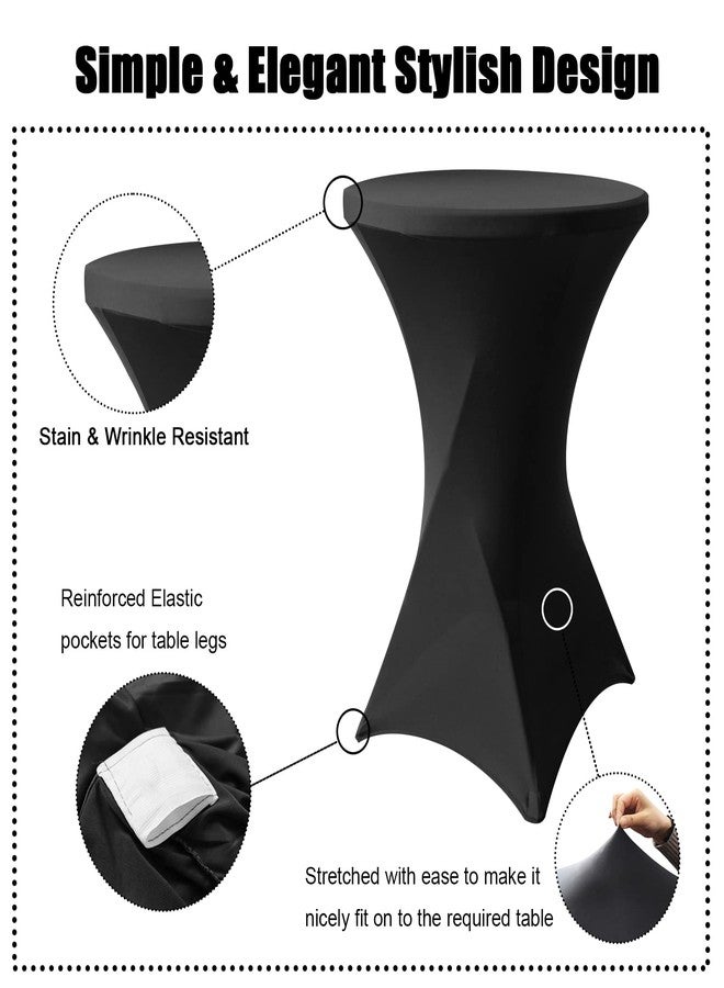 SUNTQ Cocktail Table Covers 32x43, Black Spandex Fitted Cocktail Tablecloth, Stretch Round Highboy Table Cloth for Parties, Birthday, Outdoor Events, Banquet, Tradeshows - Image 5