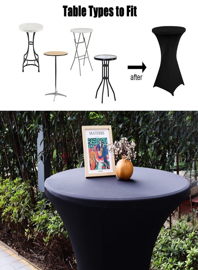 SUNTQ Cocktail Table Covers 32x43, Black Spandex Fitted Cocktail Tablecloth, Stretch Round Highboy Table Cloth for Parties, Birthday, Outdoor Events, Banquet, Tradeshows - Image 4