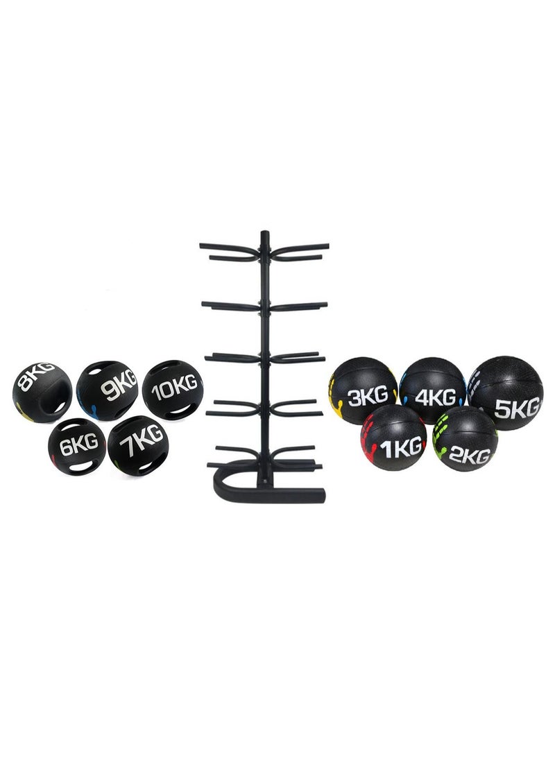 Generic Rubber Medicine Ball Set With Stand Rack, Weights From (1KG:10KG)  - Image 5