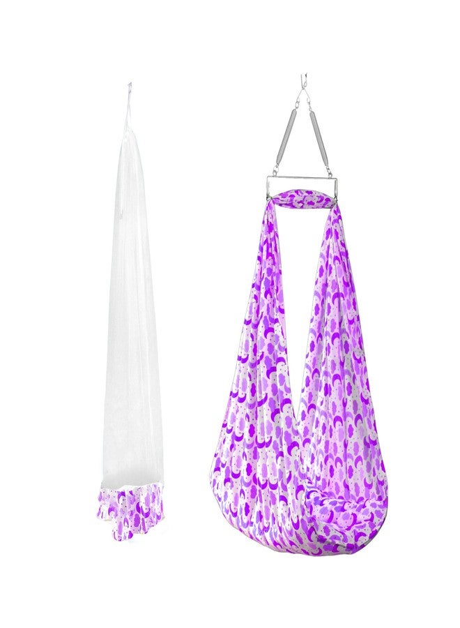 ParentsLap Plum Baby Cradle with Mosquito Net and Spring (Purple) - Image 1