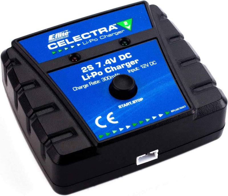 E-flite Celectra 2S 7.4V DC Li-Po Charger - 300mA Charge Rate, Requires Power Supply - Image 1