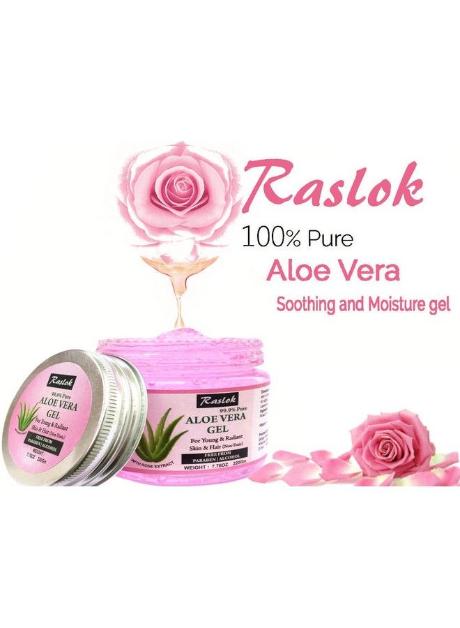 Raslok Aloe Vera Gel Pure Natural Organic Aloe Gel For Moisturizing Face Skin & Hair Care (Rose 7.76 Oz) - Image 3