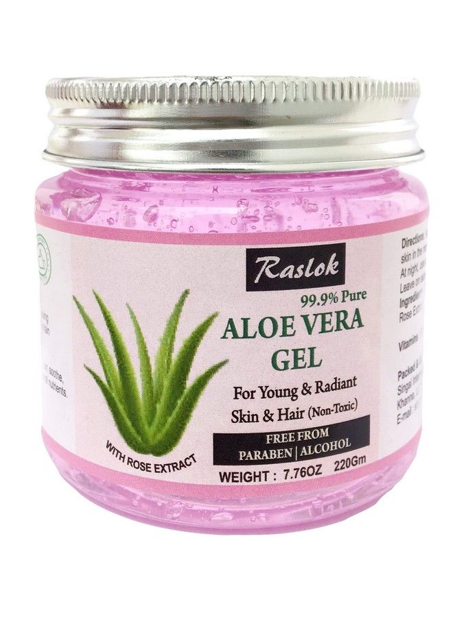 Raslok Aloe Vera Gel Pure Natural Organic Aloe Gel For Moisturizing Face Skin & Hair Care (Rose 7.76 Oz) - Image 2