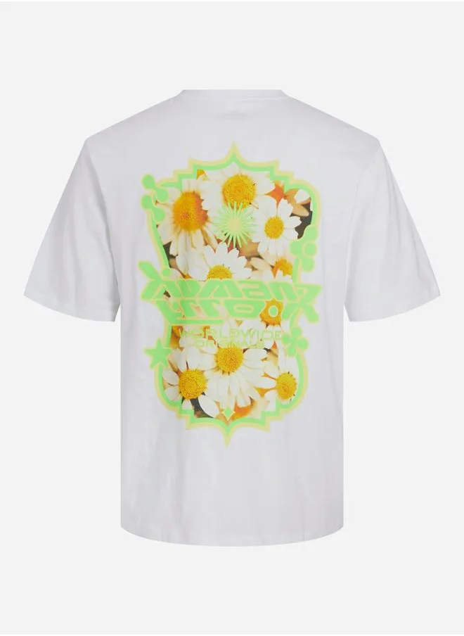 JACK & JONES Floral Print Crew Neck T-Shirt