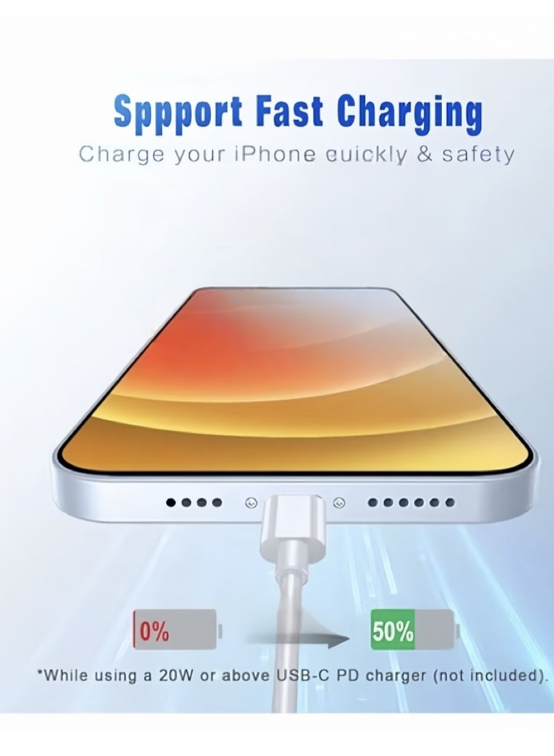 20W USB C to Lightning Cable 1M iPhone Fast Charger Cable USB-C Power Delivery Charging Cord for iPhone 14/13/12/11/XS/XR/X/8/iPad - Image 3