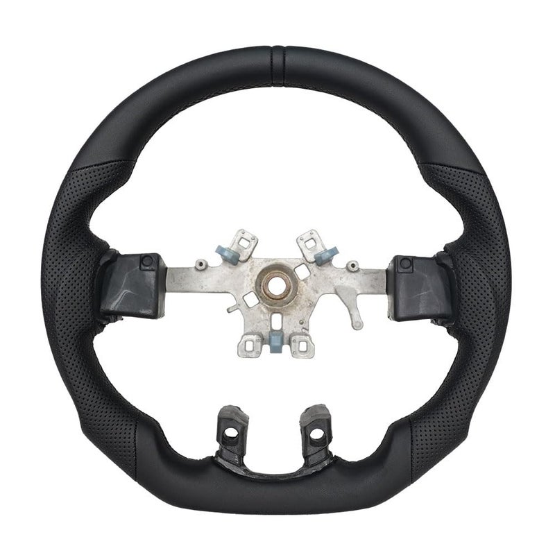 JIANGGAI Full Leather Steering Wheel DShaped Flat Bottom Perforated Leather Grip Steering Wheel Fit for Dodge Ram 1500 2500 20122017