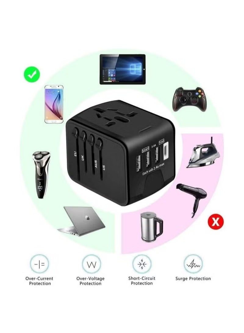 BORTONY Universal Travel Adapter with 4 Ultra-Fast USB Port and 1 Ultra-Fast USB Type C Port and Power Socket - Image 3