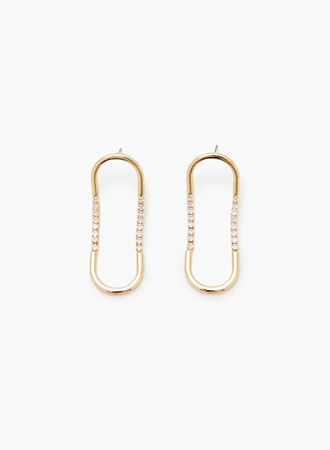 FOREVER 21 Geo Rhinestone Drop Earrings  - Image 4