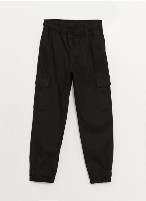 Basic Elastic Waist Girl Cargo Pants