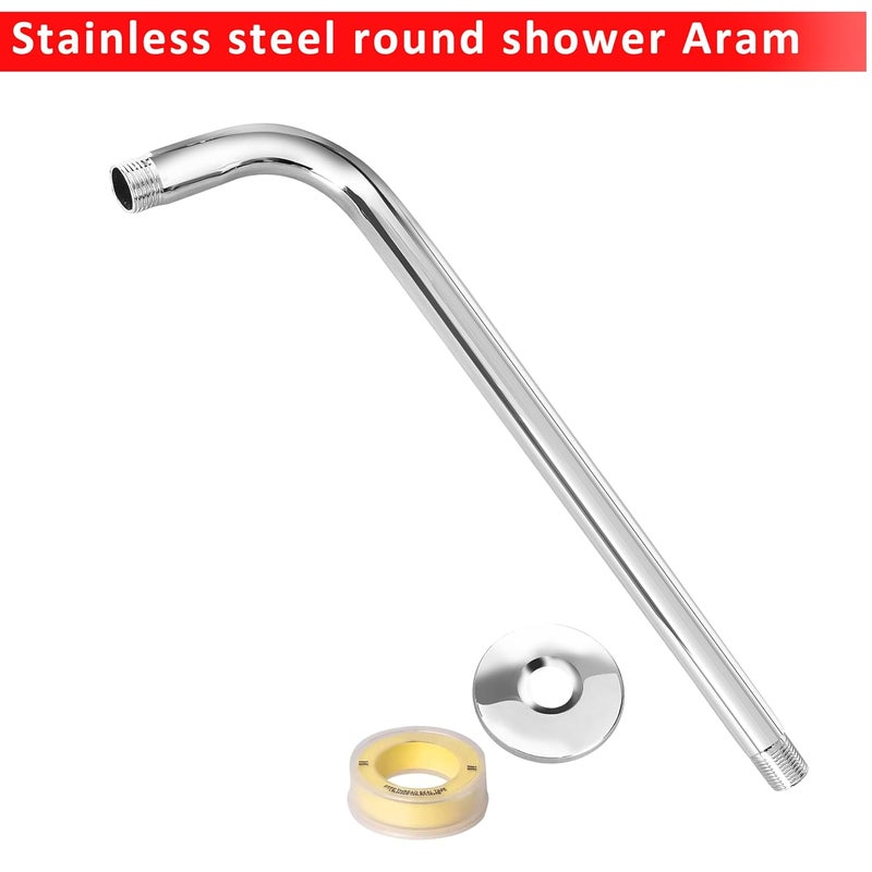 Onzo Stainless Steel Shower Arm with Chrome Finish | Includes Wall Flange & Tape | Sleek, Rustproof Bathroom Shower Fitting (9-Inch) - Image 2