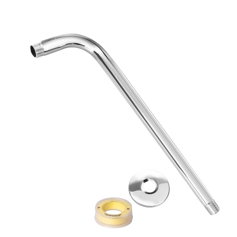 Onzo Stainless Steel Shower Arm with Chrome Finish | Includes Wall Flange & Tape | Sleek, Rustproof Bathroom Shower Fitting (9-Inch) - Image 1