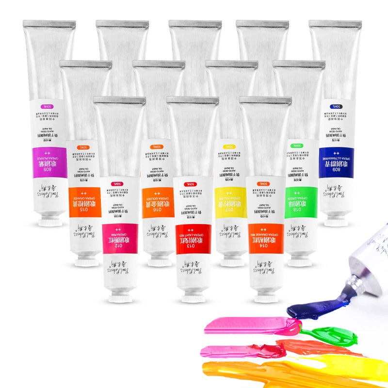 Paul Rubens Oil Paint, 12 Neon Colors with High Saturation, 50ml Large Tubes, Faster Drying Time, Art Supplies for Artists, Students, Beginners - Image 1