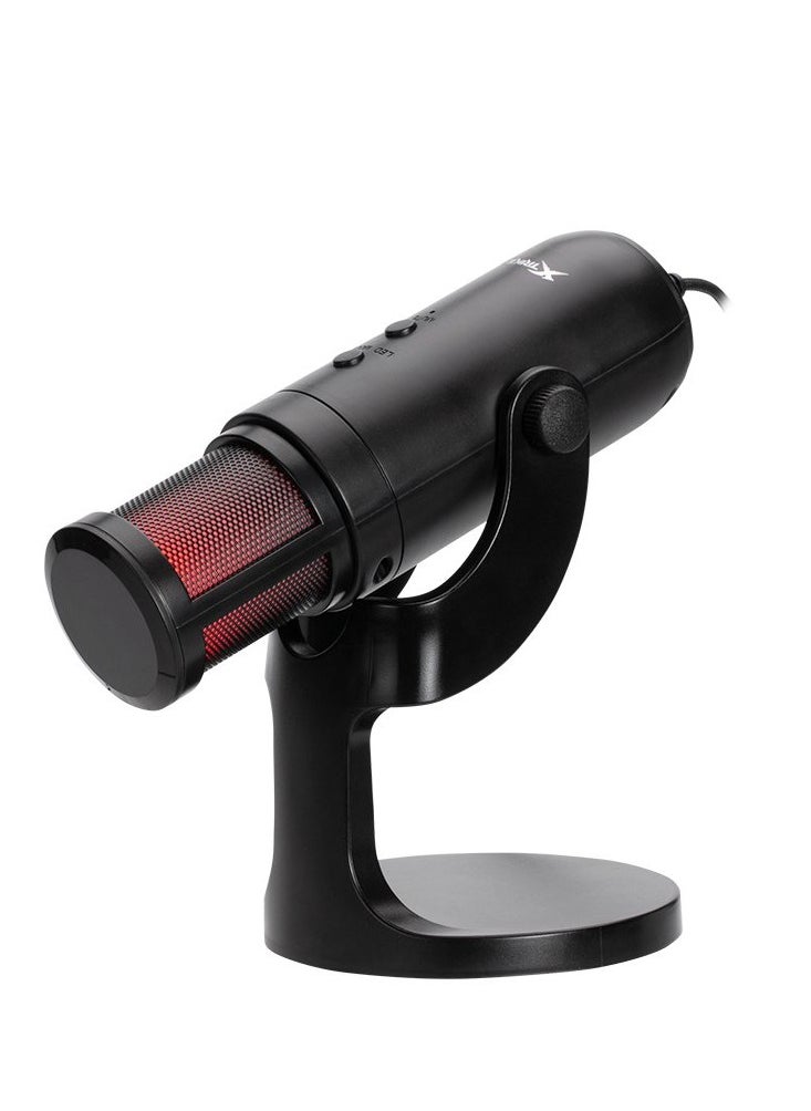 Gaming Microphone XMC-03 USB RGB Backlight Wired Live Streaming Microphone Desktop Omnidirectional Mic 12 RGB Lighting Modes 360 Degree Rotatable Body Shielded Cable For PC Gamers and Content Creators