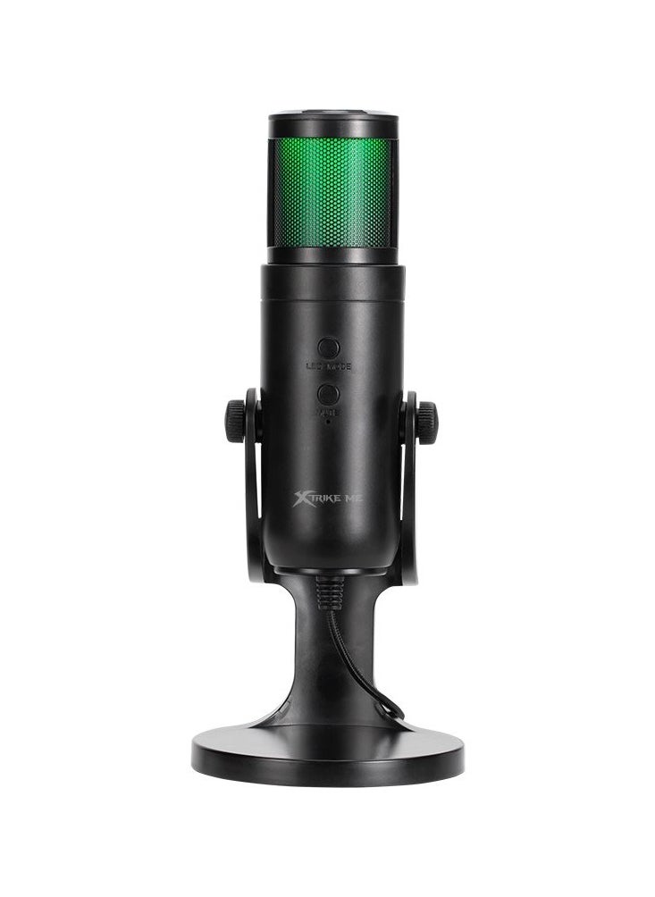 Gaming Microphone XMC-03 USB RGB Backlight Wired Live Streaming Microphone Desktop Omnidirectional Mic 12 RGB Lighting Modes 360 Degree Rotatable Body Shielded Cable For PC Gamers and Content Creators